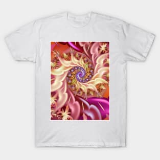 Pink bejewelled infinity fractal spiral T-Shirt